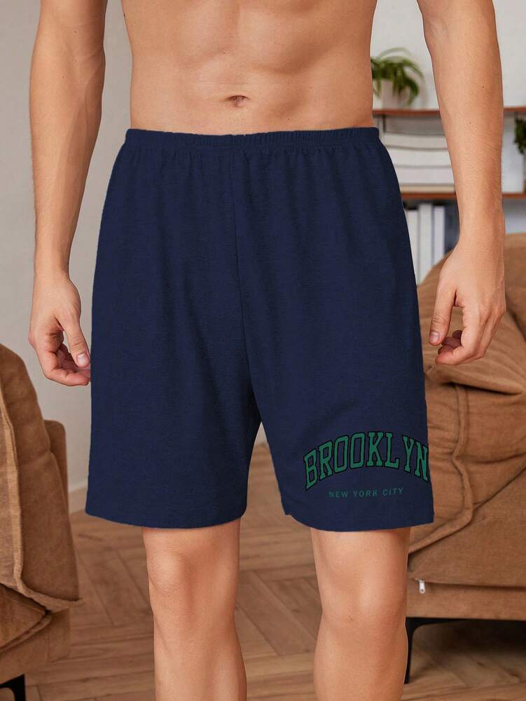 Manfinity Underwear & Sleepwear Basics Men Letter Graphic Sleep Shorts For Summer