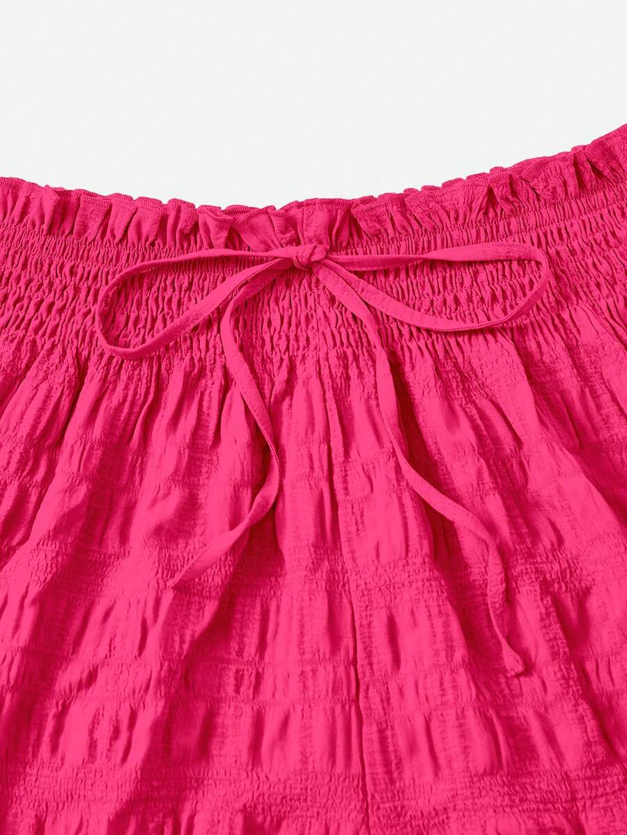 SHEIN EZwear Summer Outfits Solid Tie Front Shorts