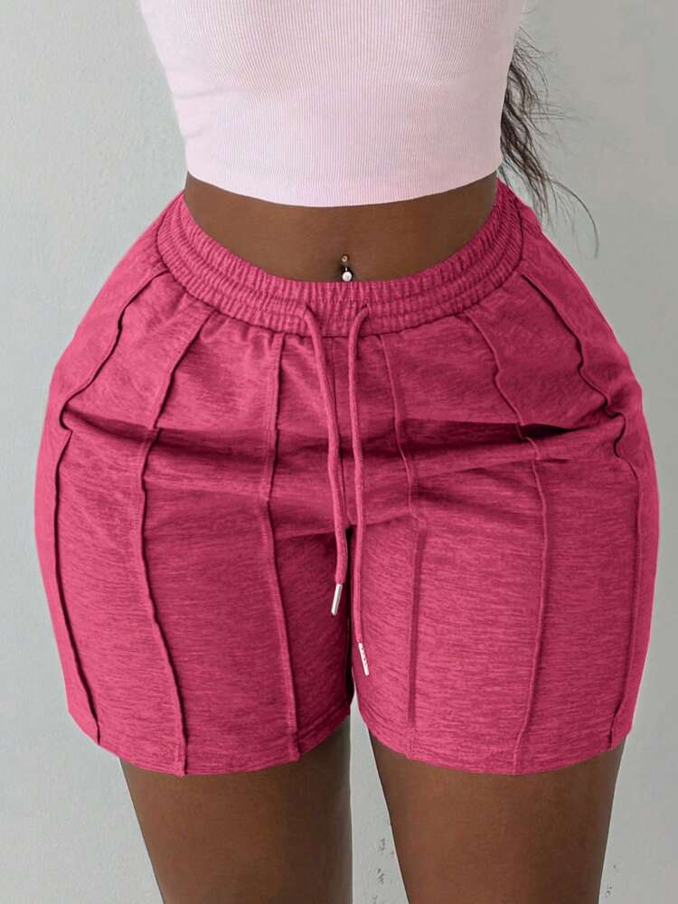 Slaydiva Summer Casual Sports Front Pleated Drawstring Shorts – Light Grey