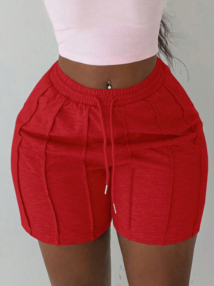 Slaydiva Summer Casual Sports Front Pleated Drawstring Shorts – Light Grey