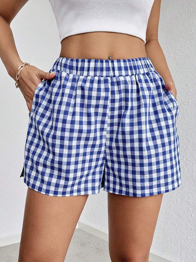 SHEIN Essnce Striped Print Slant Pocket Shorts