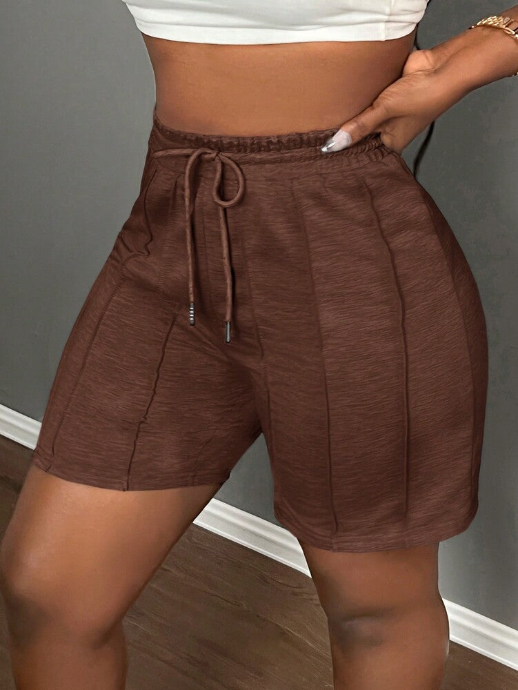 Slaydiva Summer Casual Sports Front Pleated Drawstring Shorts – Light Grey
