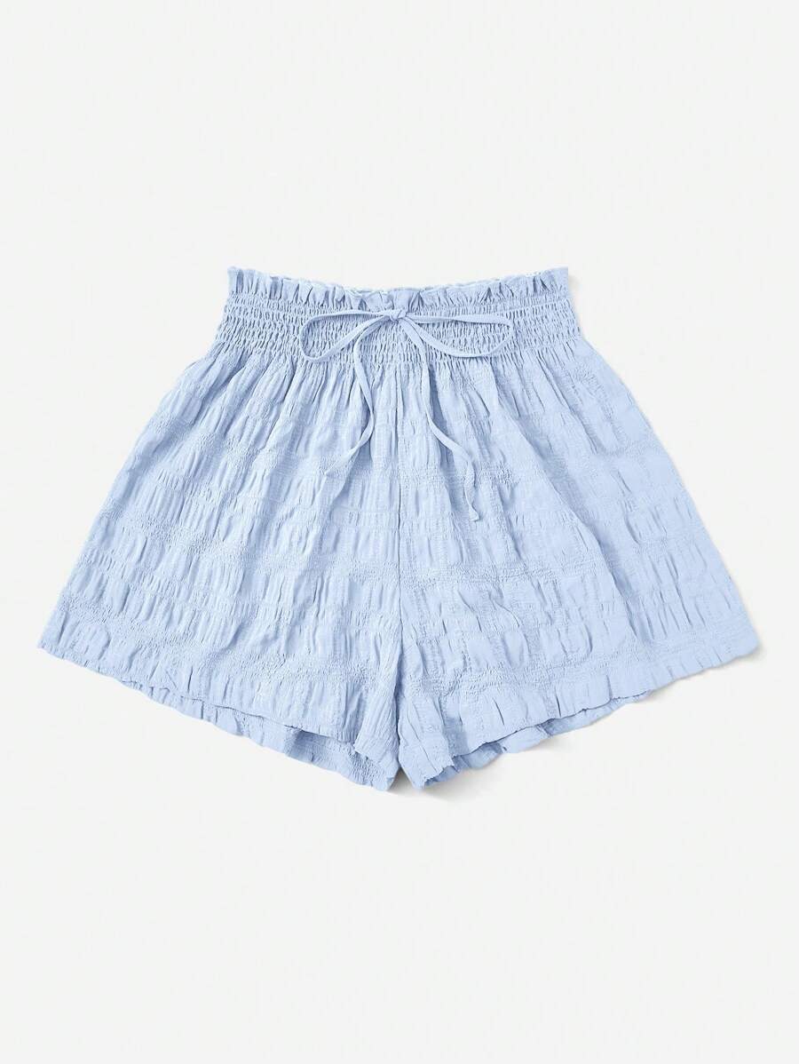 SHEIN EZwear Summer Outfits Solid Tie Front Shorts