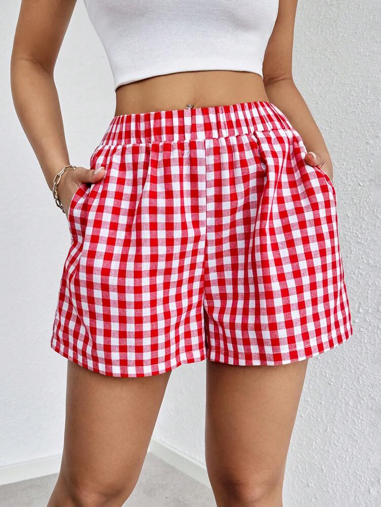 SHEIN Essnce Striped Print Slant Pocket Shorts