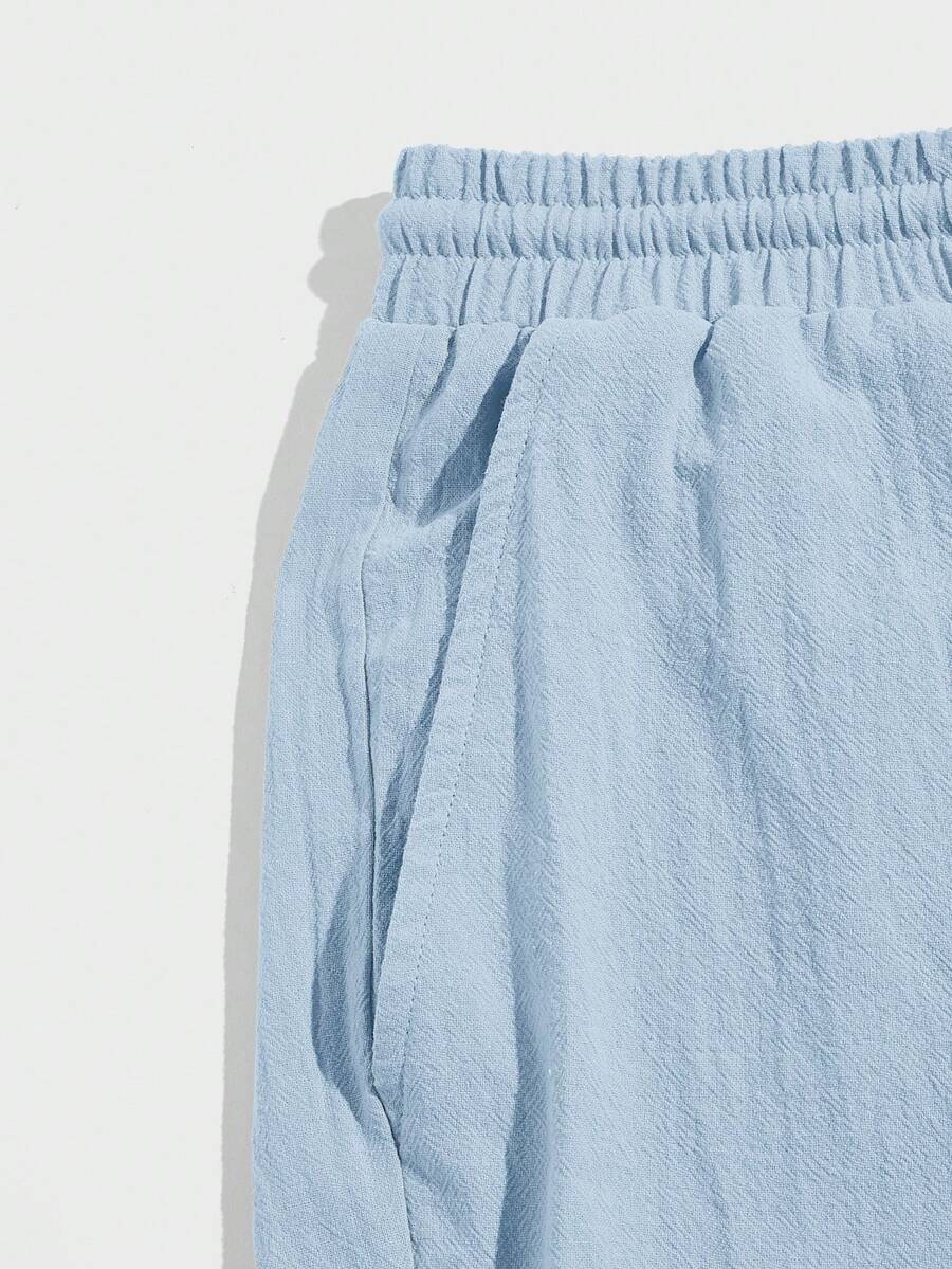 SWAVVY Men Cotton Letter Patched Detail Drawstring Waist Shorts
