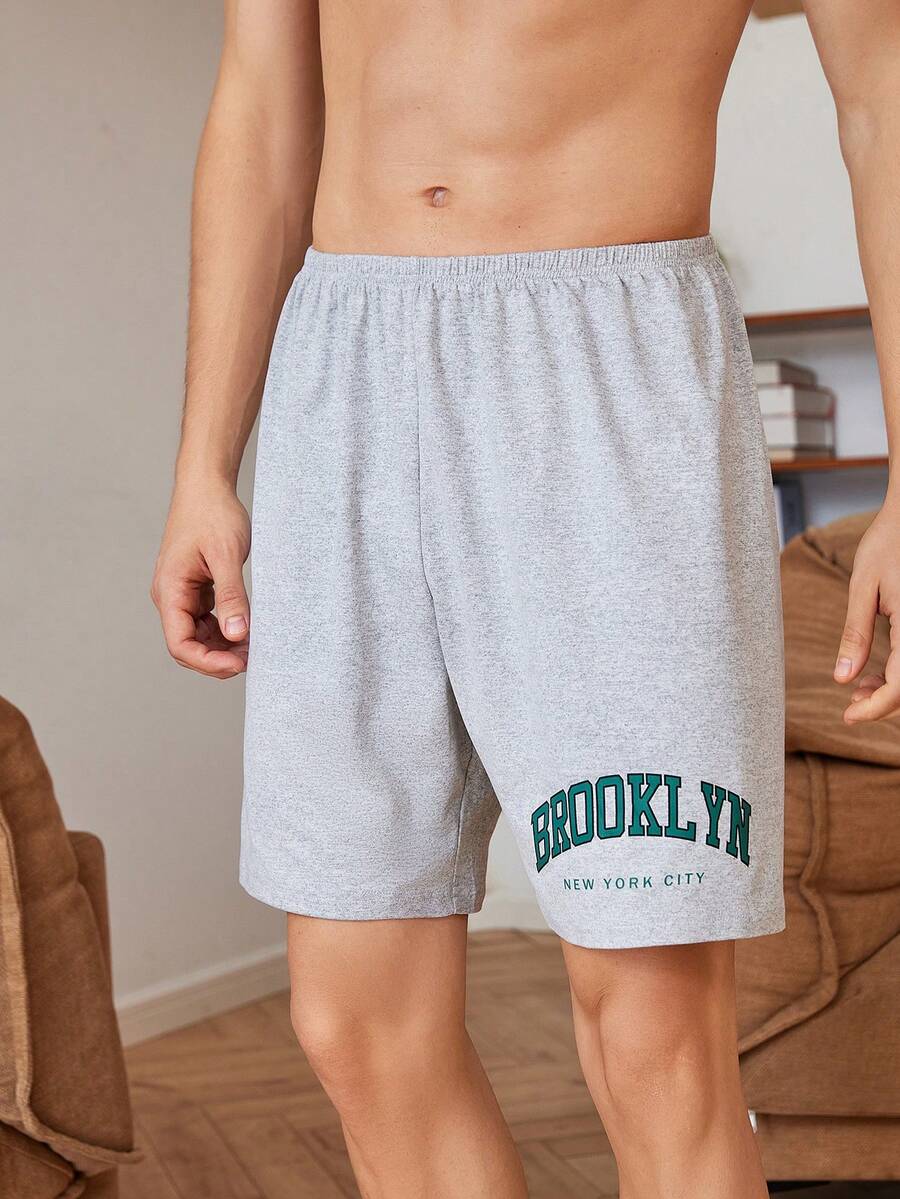Manfinity Underwear & Sleepwear Basics Men Letter Graphic Sleep Shorts For Summer