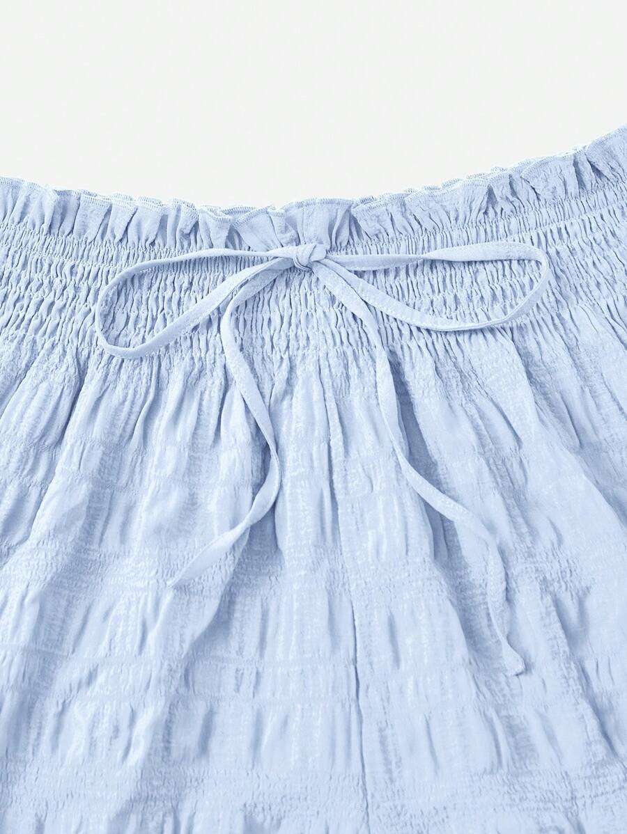 SHEIN EZwear Summer Outfits Solid Tie Front Shorts