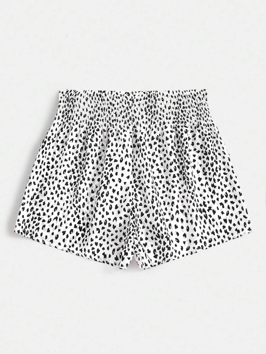 SHEIN VCAY Allover Print Shirred Waist Shorts