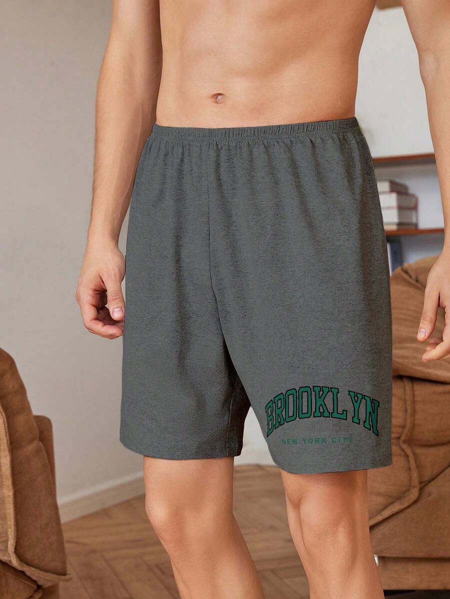 Manfinity Underwear & Sleepwear Basics Men Letter Graphic Sleep Shorts For Summer