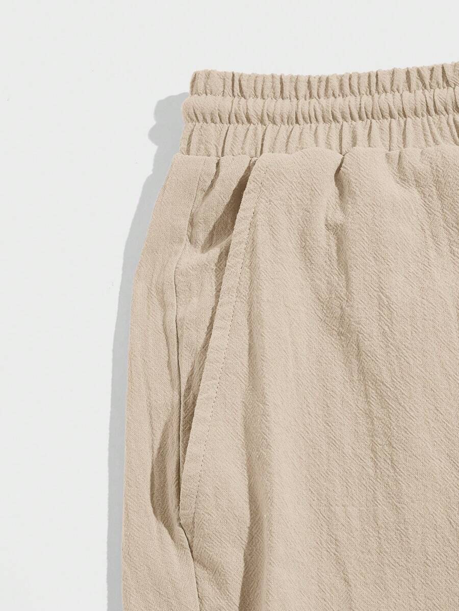 SWAVVY Men Cotton Letter Patched Detail Drawstring Waist Shorts