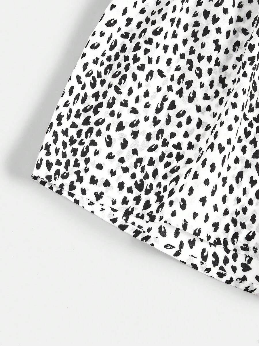 SHEIN VCAY Allover Print Shirred Waist Shorts