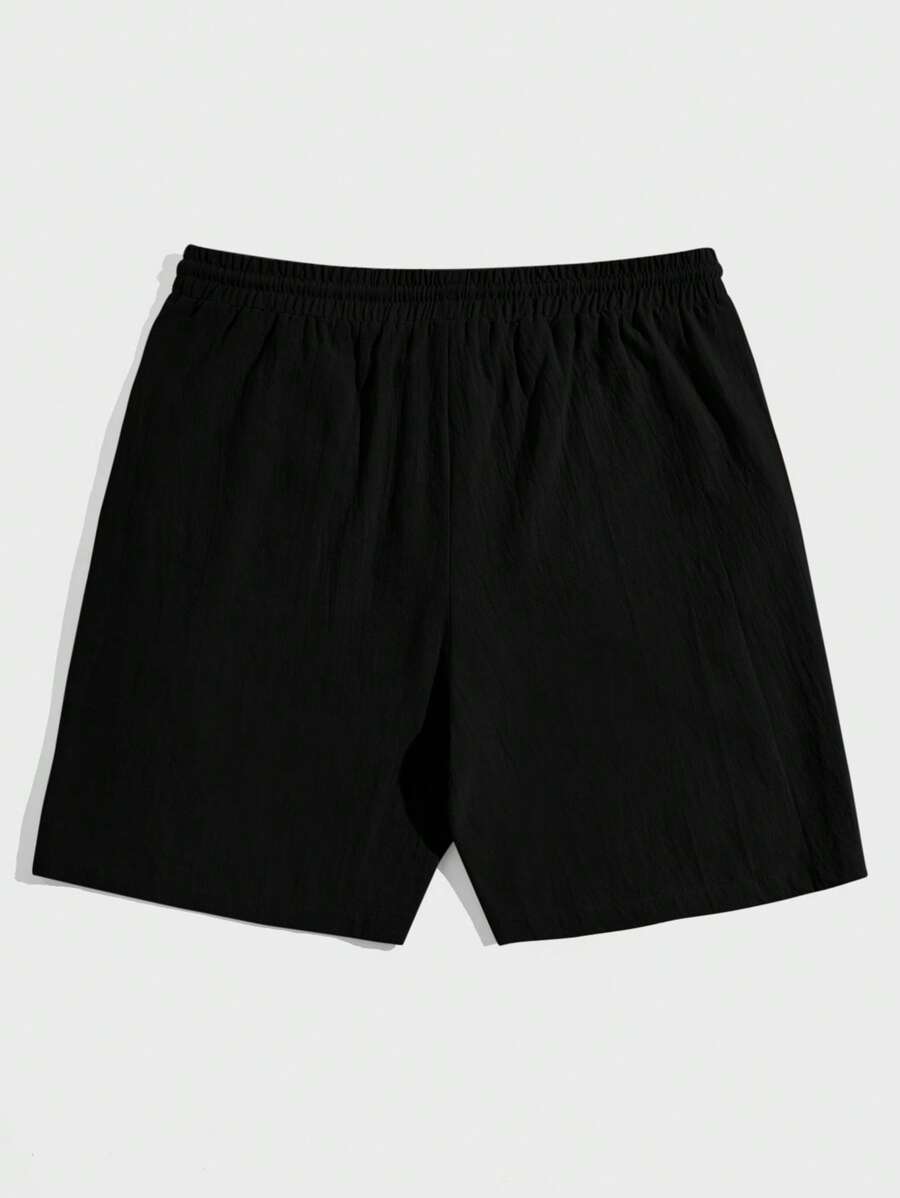 SWAVVY Men Cotton Letter Patched Detail Drawstring Waist Shorts