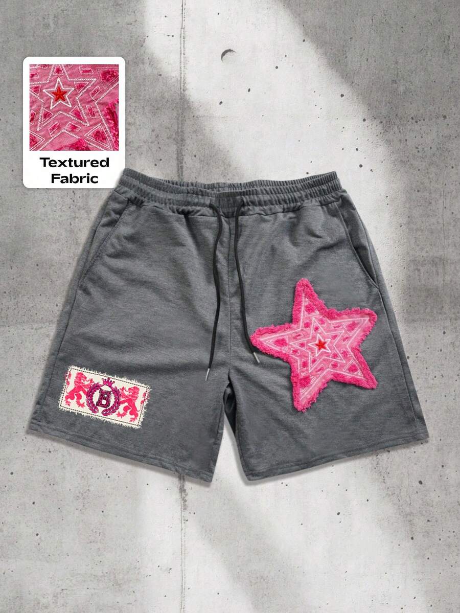 ROMWE MEN Anime Men's Printed Casual Shorts, Suitable For Spring/Summer