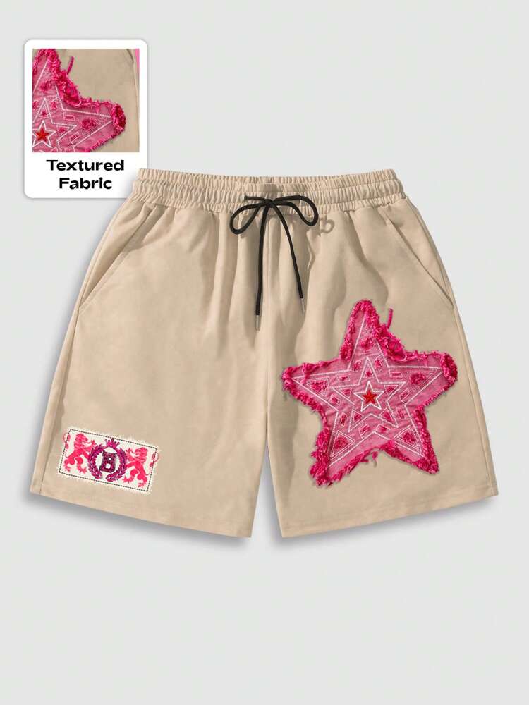 ROMWE MEN Anime Men's Printed Casual Shorts, Suitable For Spring/Summer