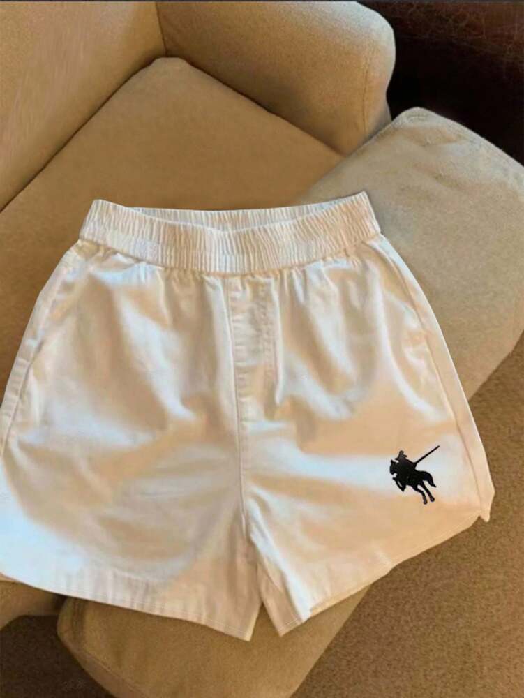 GlowEve Women's Casual Printed Shorts – White Equestrian Summer Leisurewear