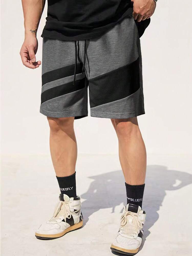 Manfinity Homme Men's Striped Drawstring Waist Loose Fit Shorts