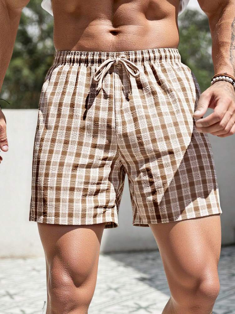 Manfinity Homme Suitable For Summer Men’s Clothing Checkered Shorts