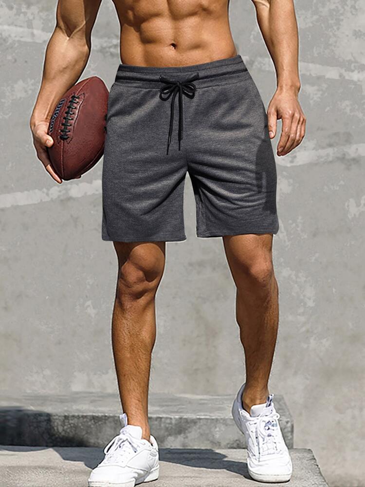 Manfinity Homme Men's Loose Solid Color Drawstring Elastic Waist Track Shorts