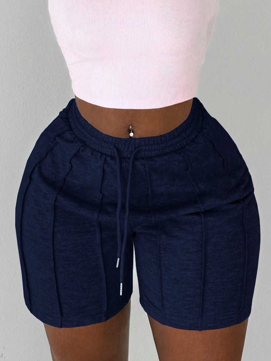 Slaydiva Summer Casual Sports Front Pleated Drawstring Shorts – Light Grey