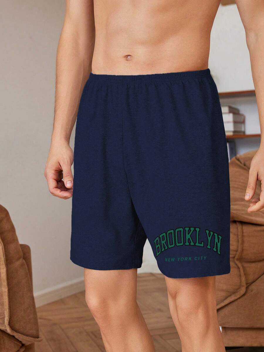 Manfinity Underwear & Sleepwear Basics Men Letter Graphic Sleep Shorts For Summer
