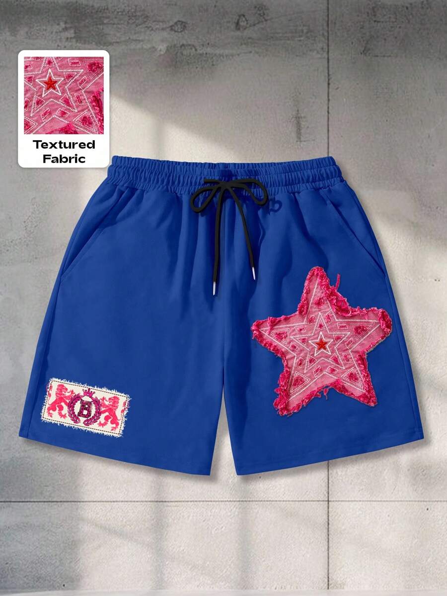 ROMWE MEN Anime Men's Printed Casual Shorts, Suitable For Spring/Summer