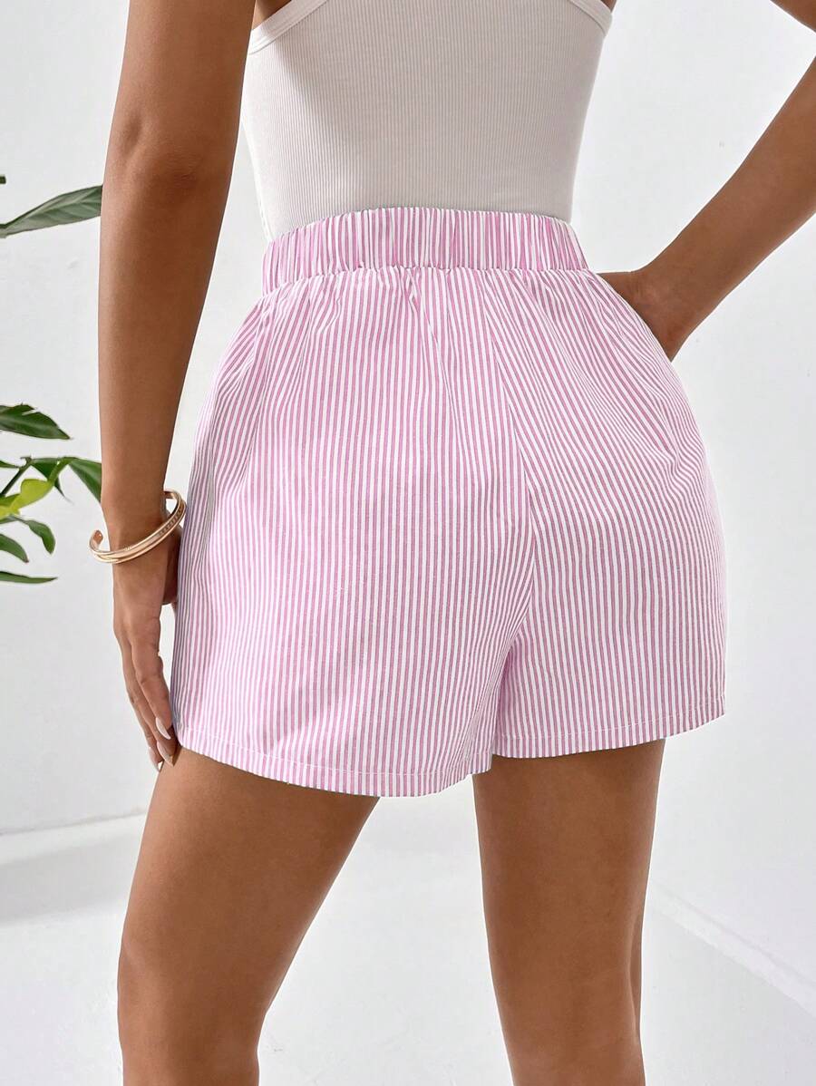 SHEIN Essnce Striped Print Slant Pocket Shorts