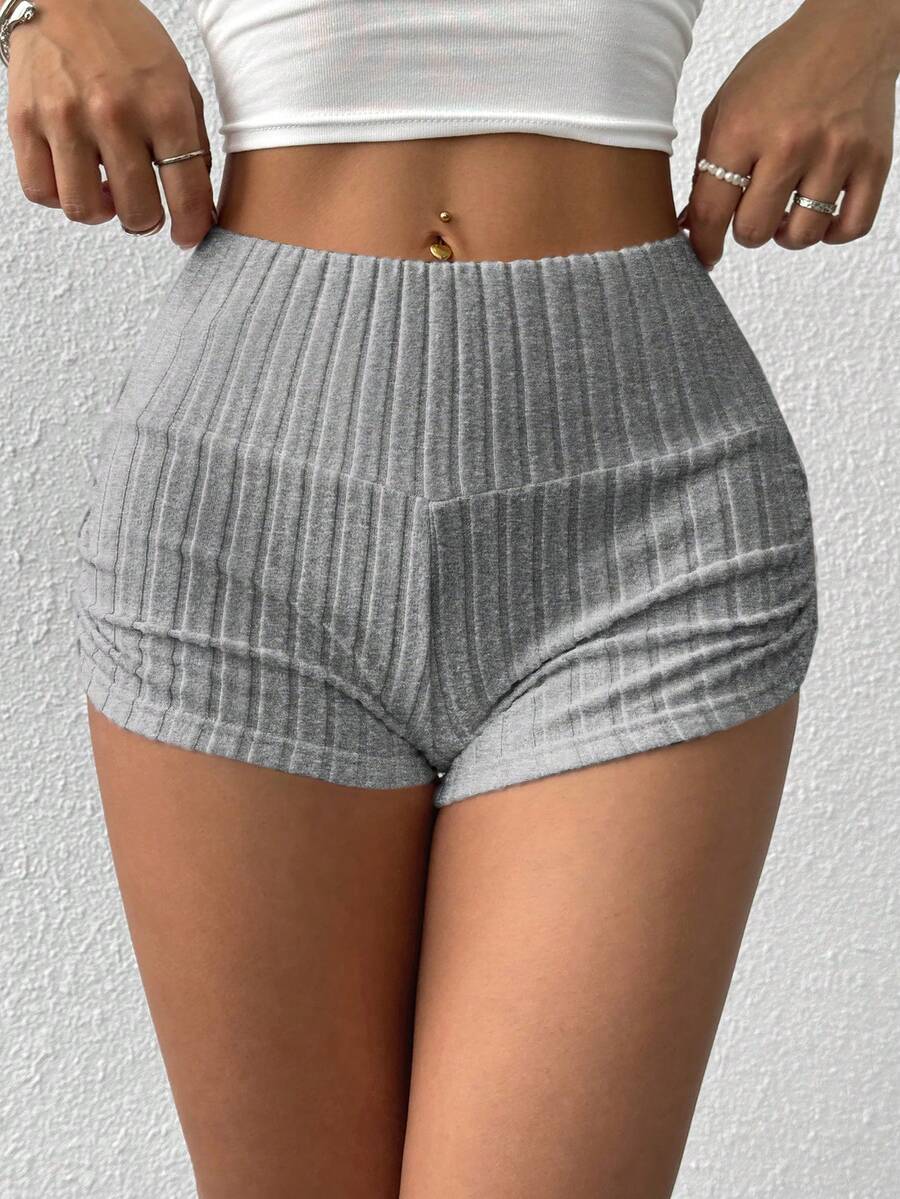 SHEIN EZwear Summer Casual Apricot Ruched Fitted Shorts