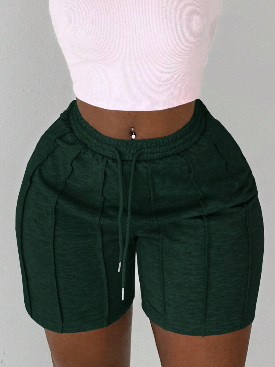 Slaydiva Summer Casual Sports Front Pleated Drawstring Shorts – Light Grey