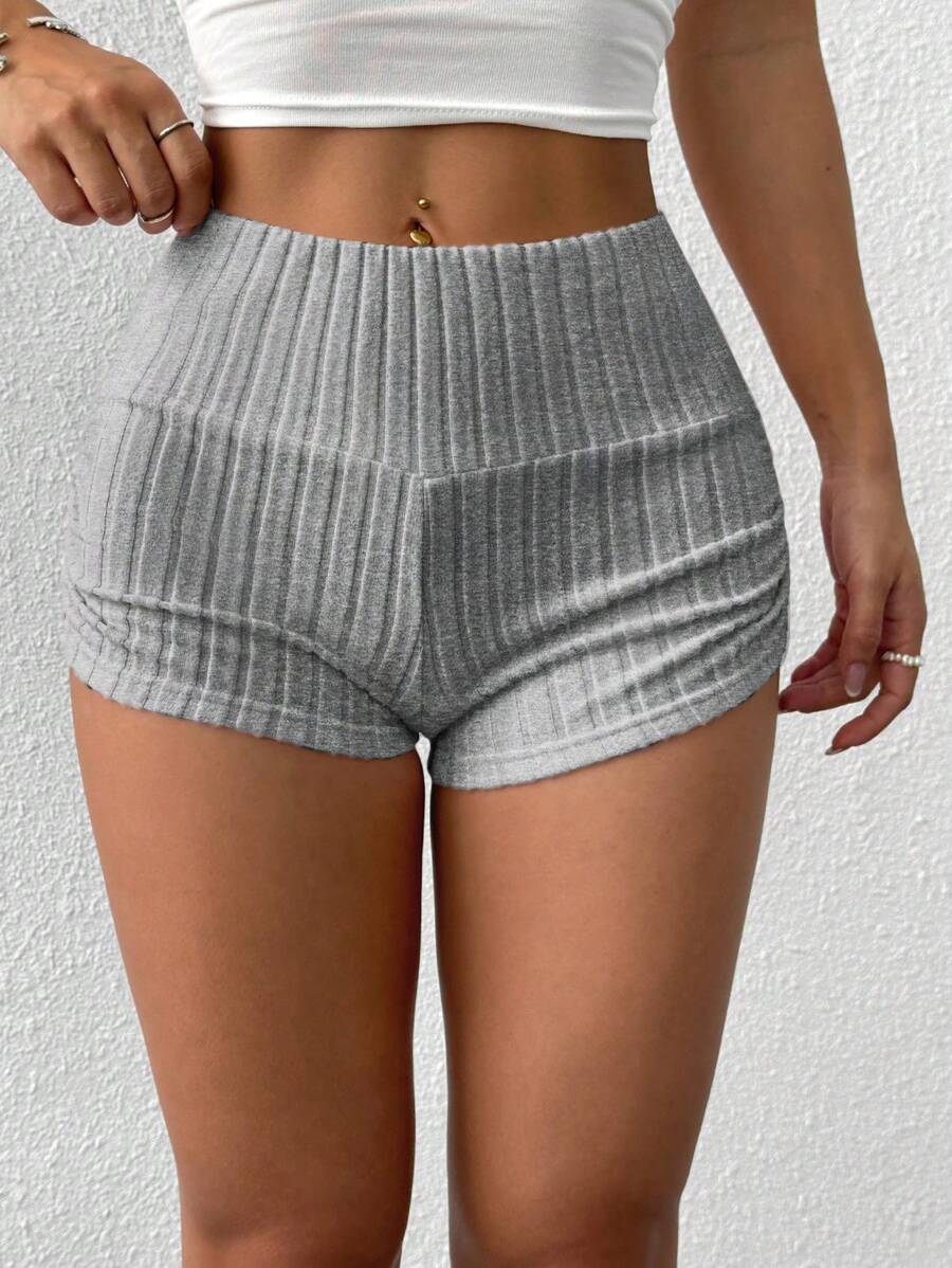 SHEIN EZwear Summer Casual Apricot Ruched Fitted Shorts