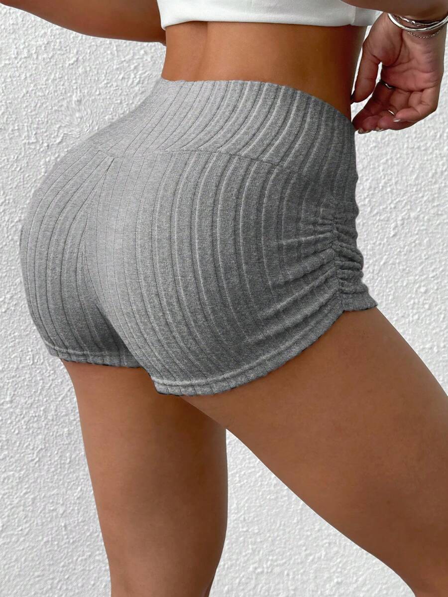 SHEIN EZwear Summer Casual Apricot Ruched Fitted Shorts