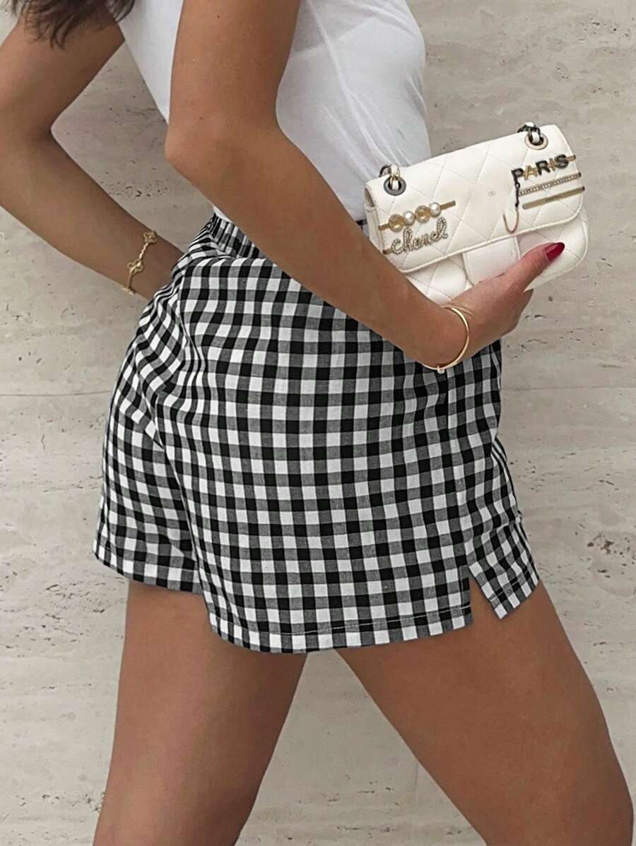 SHEIN Essnce Striped Print Slant Pocket Shorts