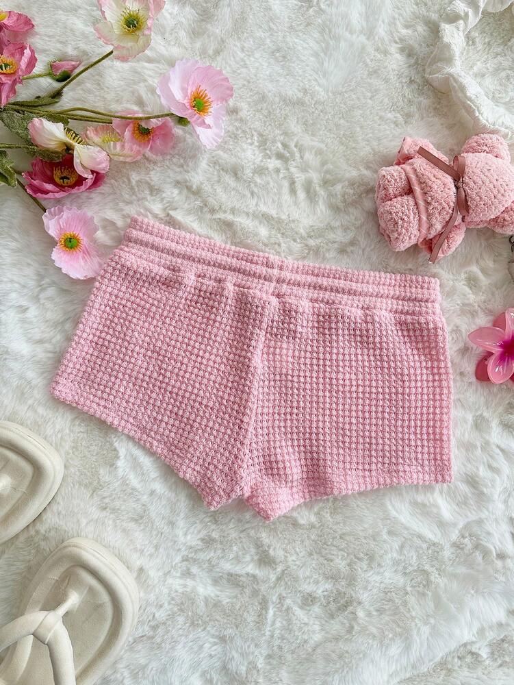 Sweetina Women's Pink Basic Casual Knit Hot Pants, Summer