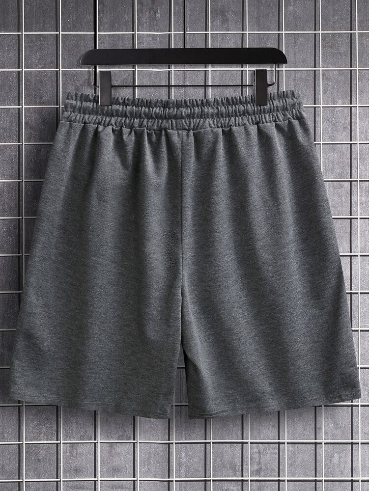 Manfinity Homme Men's Loose Solid Color Drawstring Elastic Waist Track Shorts