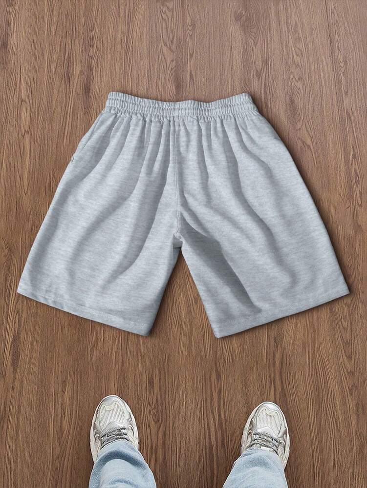 GENIUS ODE Men's Letter Print Drawstring Waist Pockets Casual Shorts