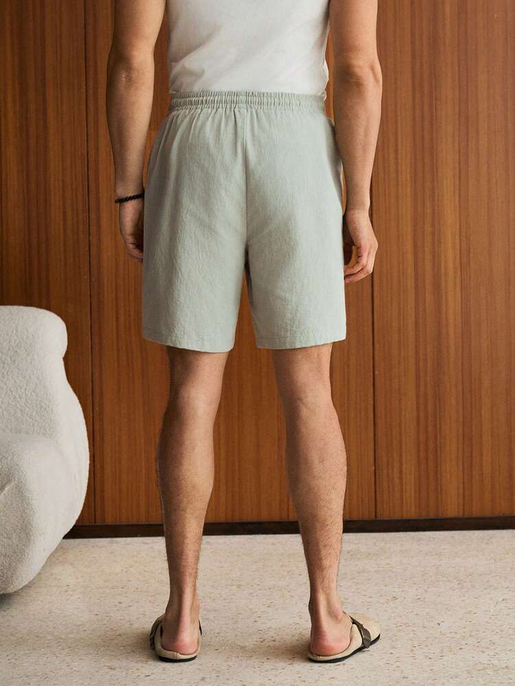 SWAVVY Men Cotton Letter Patched Detail Drawstring Waist Shorts