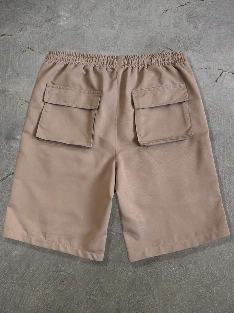ROMWE MEN Street Life Men's Cargo Fashionable Multi-Pocket Loose Cargo Shorts