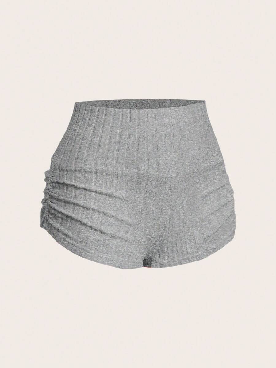 SHEIN EZwear Summer Casual Apricot Ruched Fitted Shorts