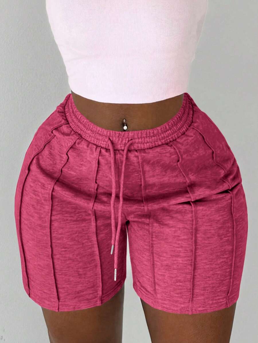 Slaydiva Summer Casual Sports Front Pleated Drawstring Shorts – Light Grey