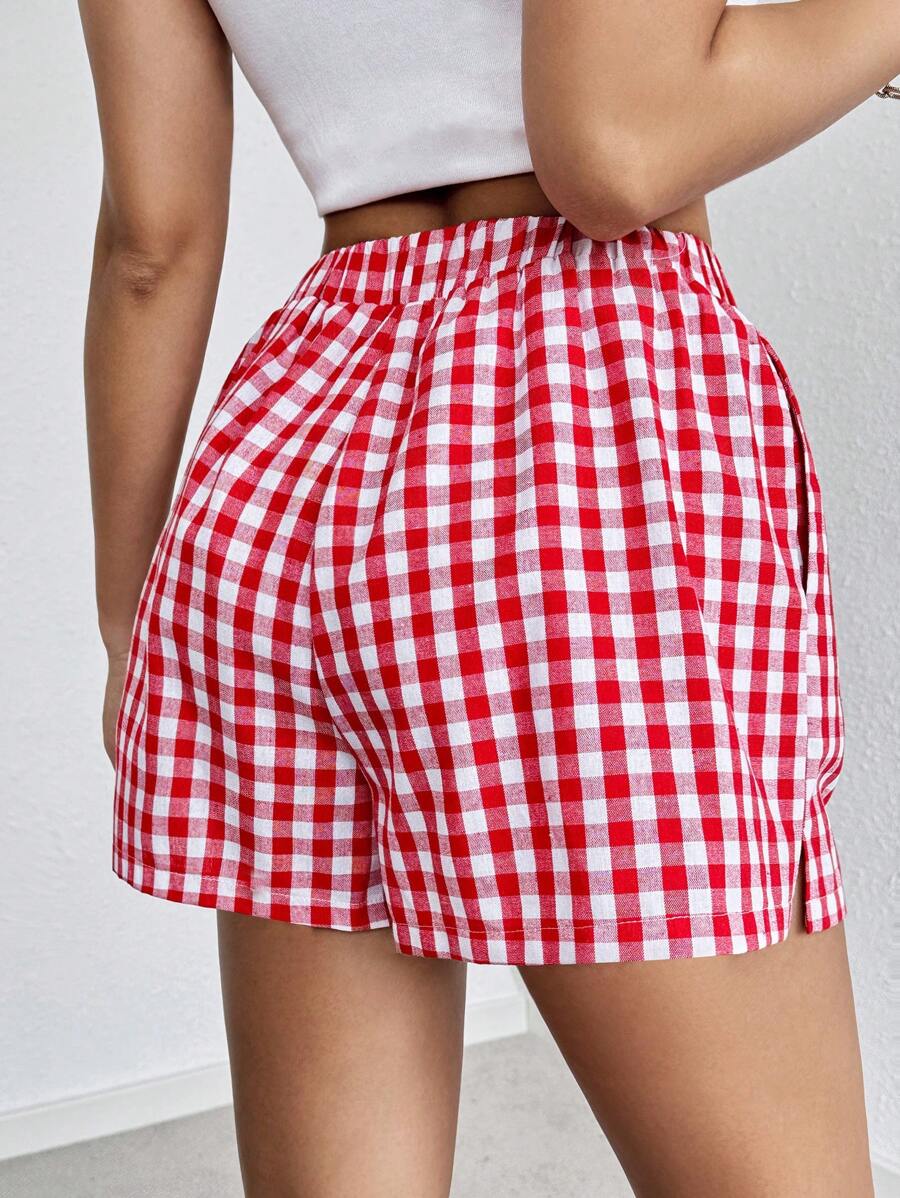 SHEIN Essnce Striped Print Slant Pocket Shorts
