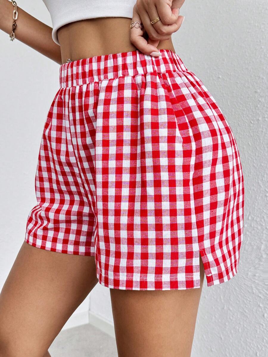 SHEIN Essnce Striped Print Slant Pocket Shorts