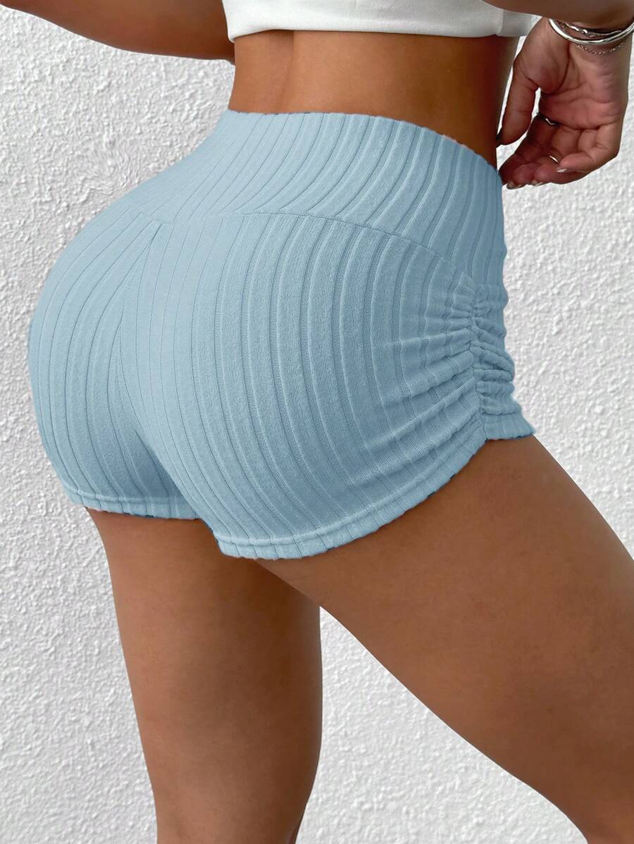 SHEIN EZwear Summer Casual Apricot Ruched Fitted Shorts
