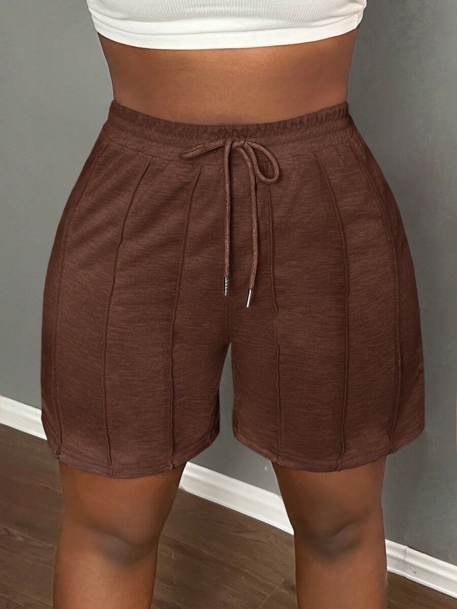 Slaydiva Summer Casual Sports Front Pleated Drawstring Shorts – Light Grey