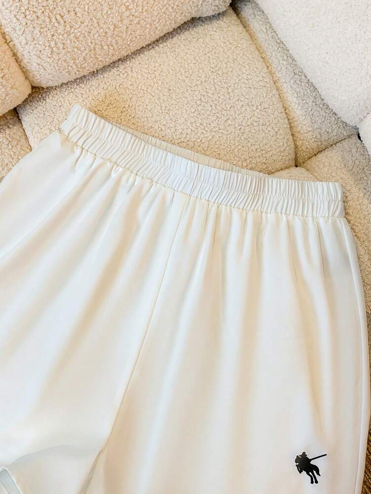 GlowEve Women's Casual Printed Shorts – White Equestrian Summer Leisurewear