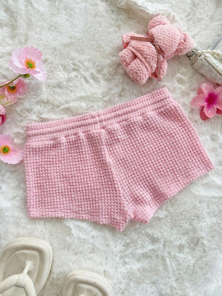 Sweetina Women's Pink Basic Casual Knit Hot Pants, Summer
