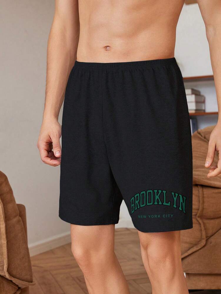 Manfinity Underwear & Sleepwear Basics Men Letter Graphic Sleep Shorts For Summer