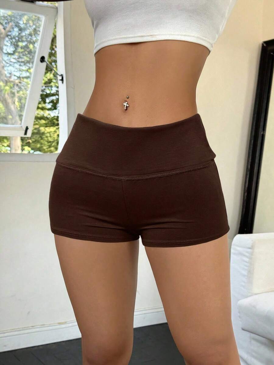SHEIN EZwear Summer Outfits for Women – Simple Slim-Fit Anti-Flashing Shorts, Casual Daily Wear (Grey)