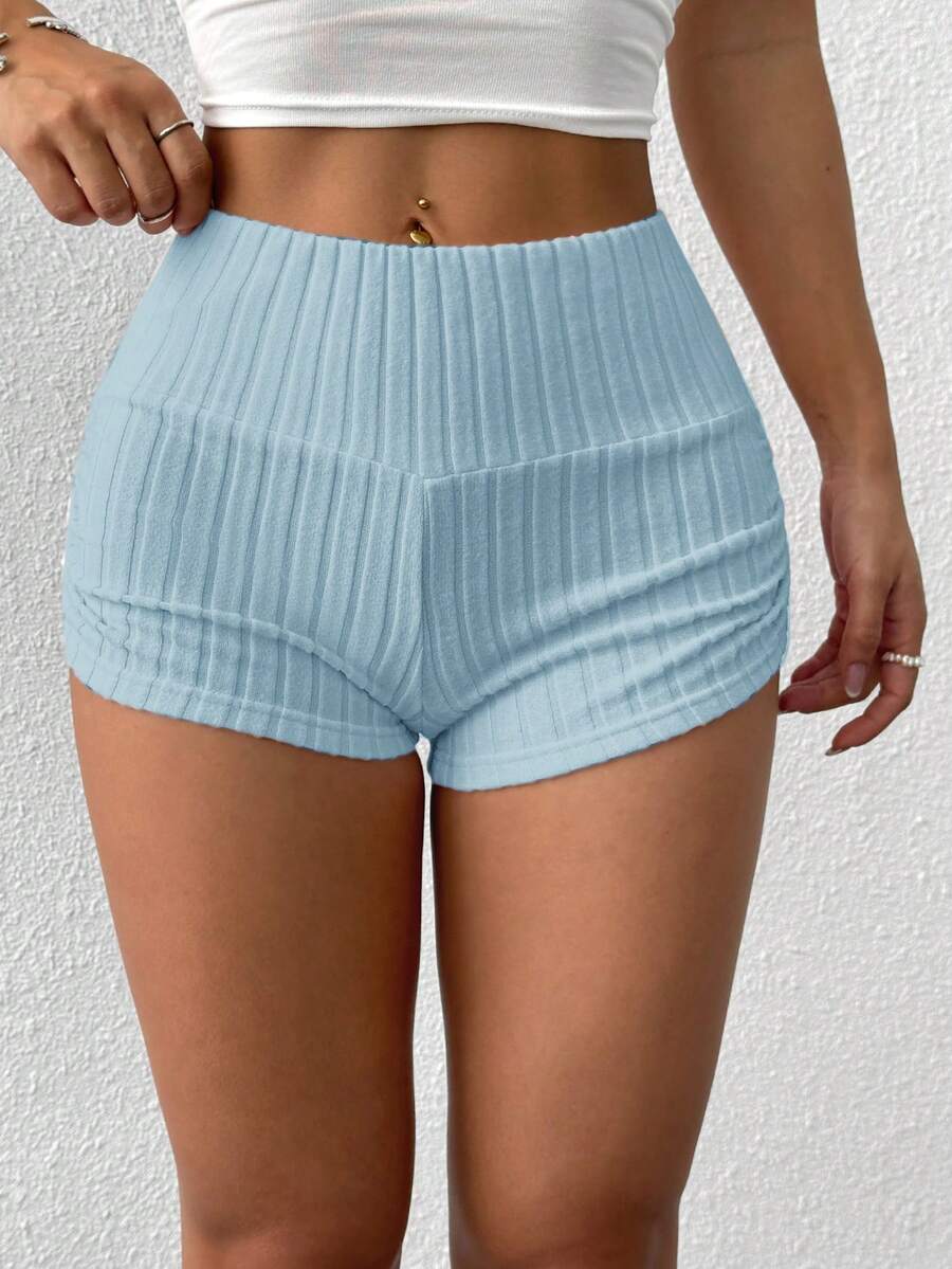 SHEIN EZwear Summer Casual Apricot Ruched Fitted Shorts