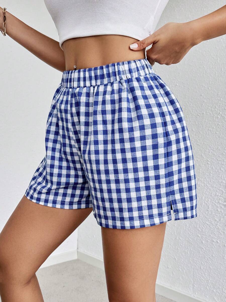 SHEIN Essnce Striped Print Slant Pocket Shorts