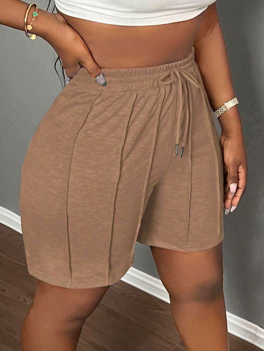 Slaydiva Summer Casual Sports Front Pleated Drawstring Shorts – Light Grey