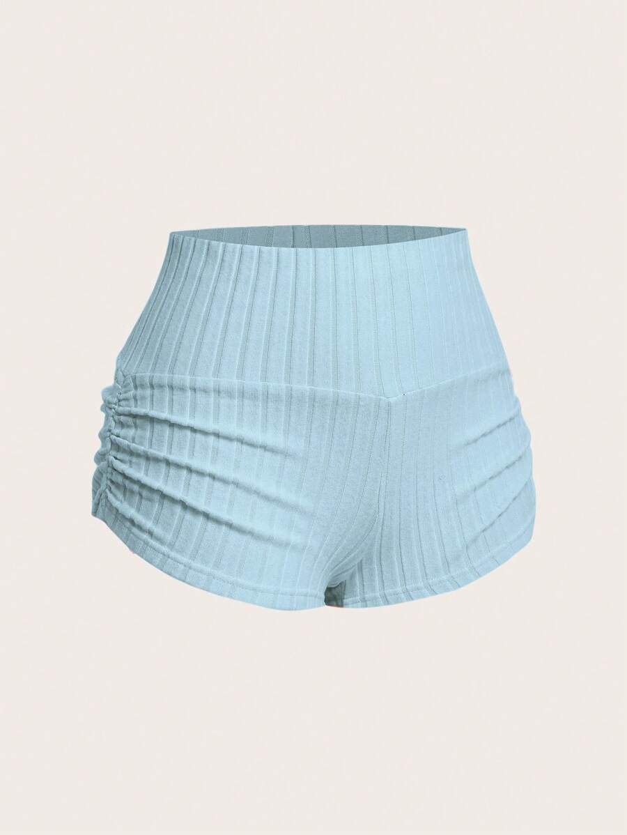 SHEIN EZwear Summer Casual Apricot Ruched Fitted Shorts